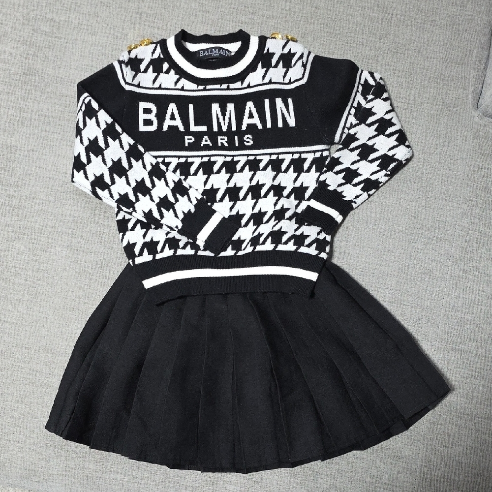 Balmain Kids Black & White Houndstooth Matching Set